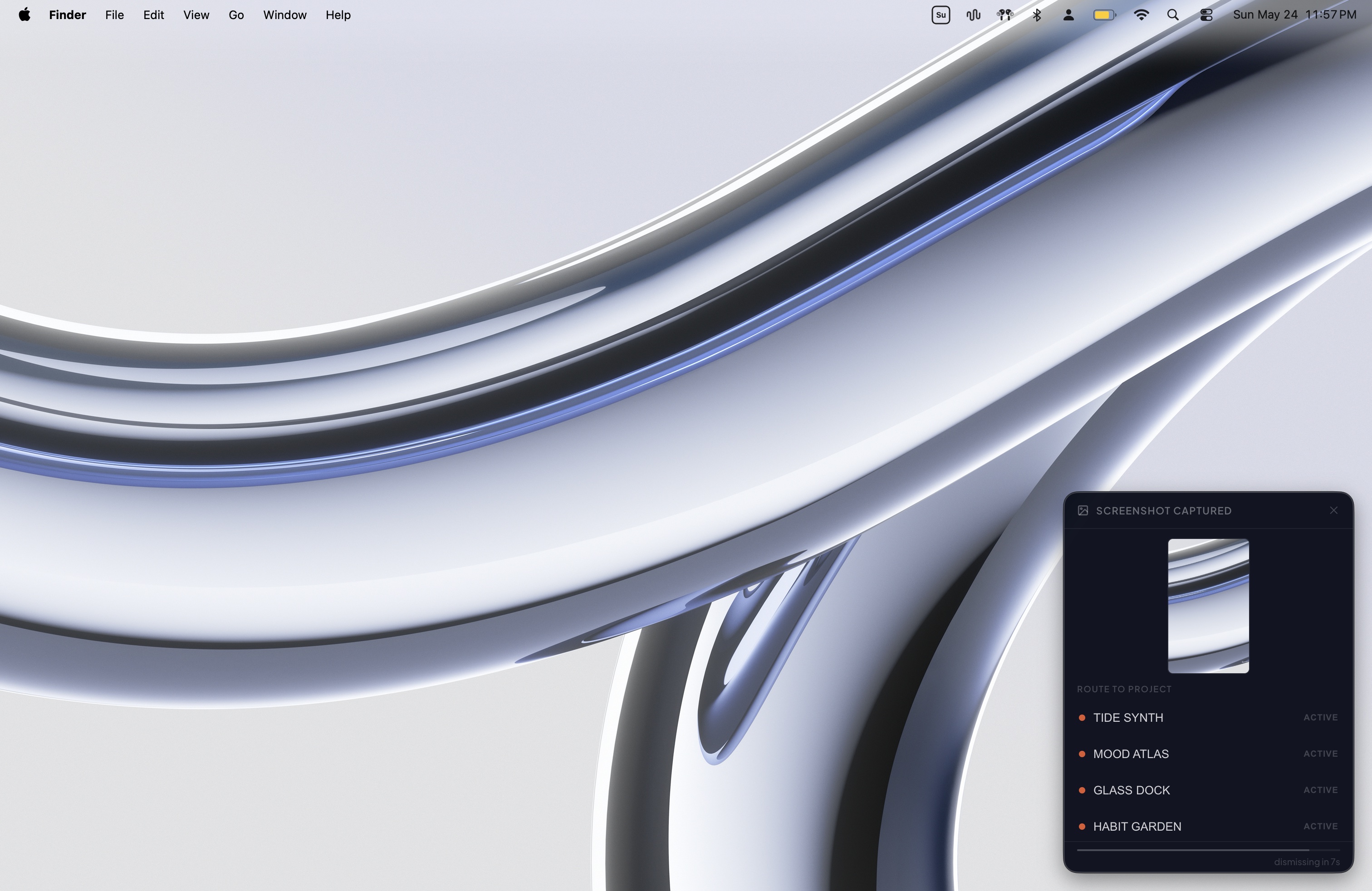 Screenshot capture toast on the desktop — Surfacer